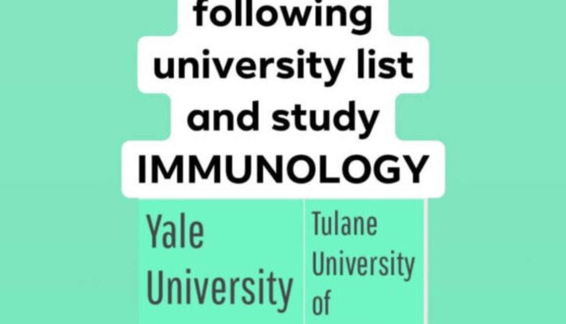 college list for immunology courses